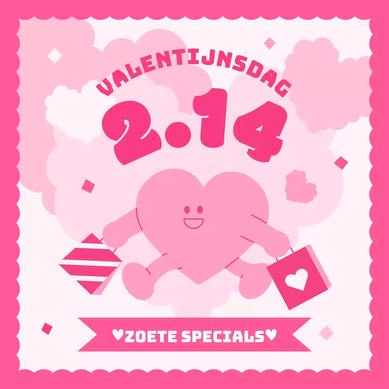 Een mooie Valentijnsadvertentie in roze en lichtblauw