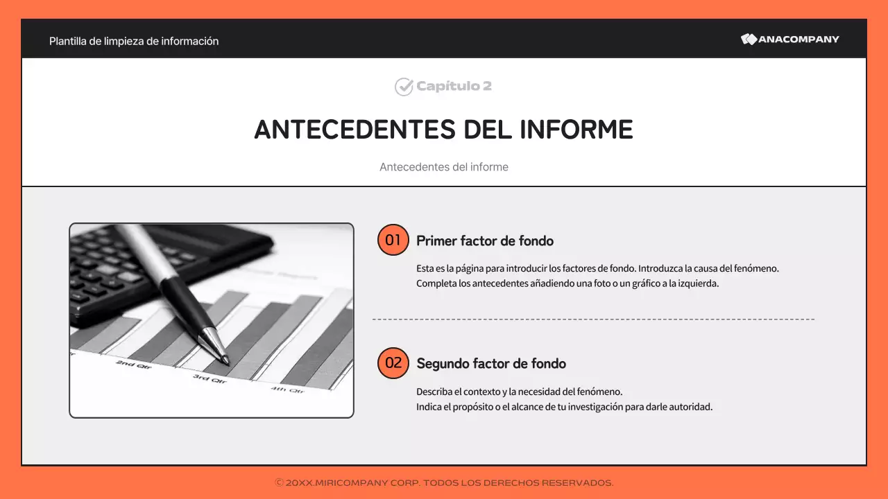 Un sencillo informe naranja y negro, rico en información