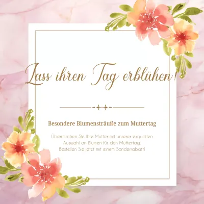 Rosa und Grün Elegantes Blumenfest zum Muttertag Werbung