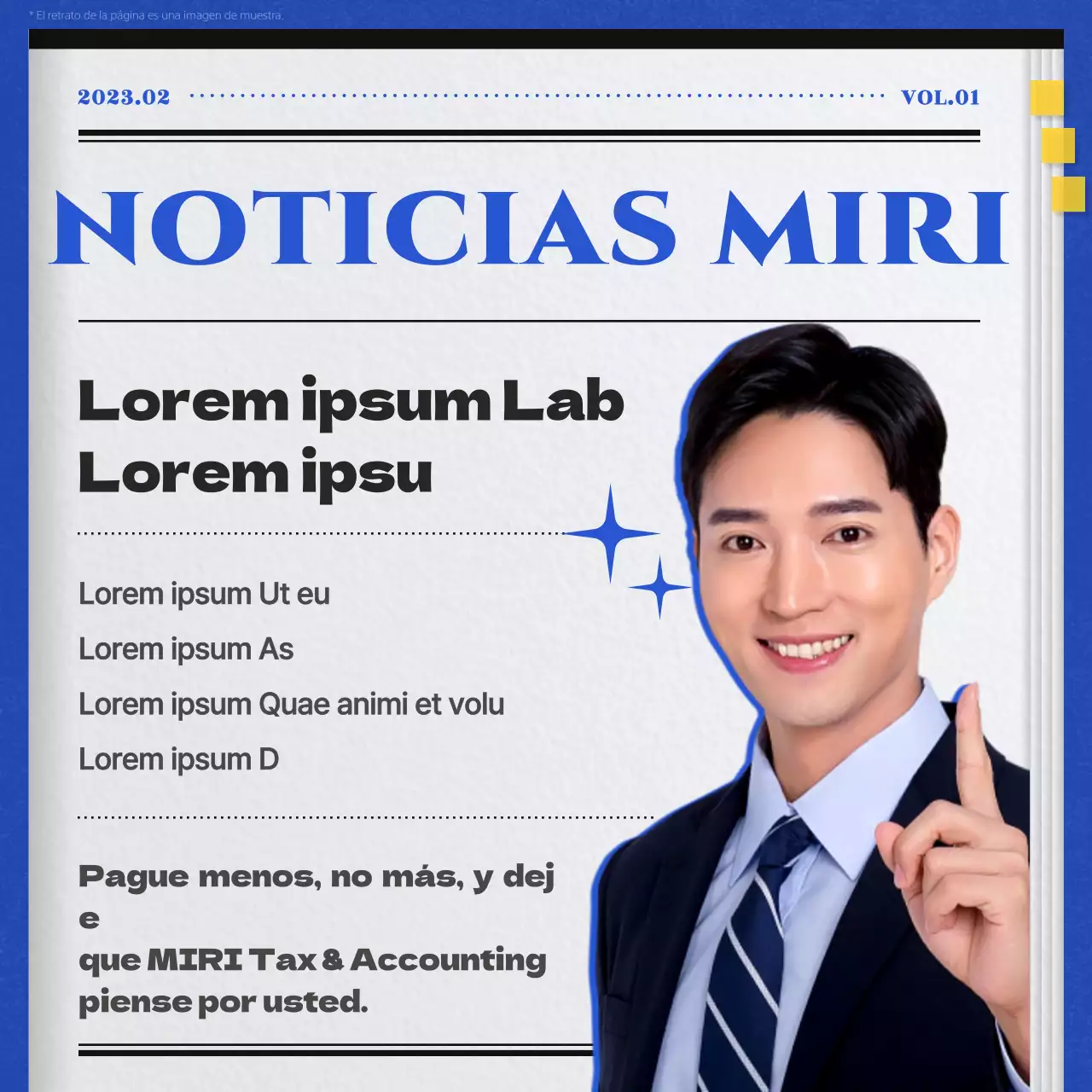 Promoción de una sencilla empresa de contabilidad azul y negra
