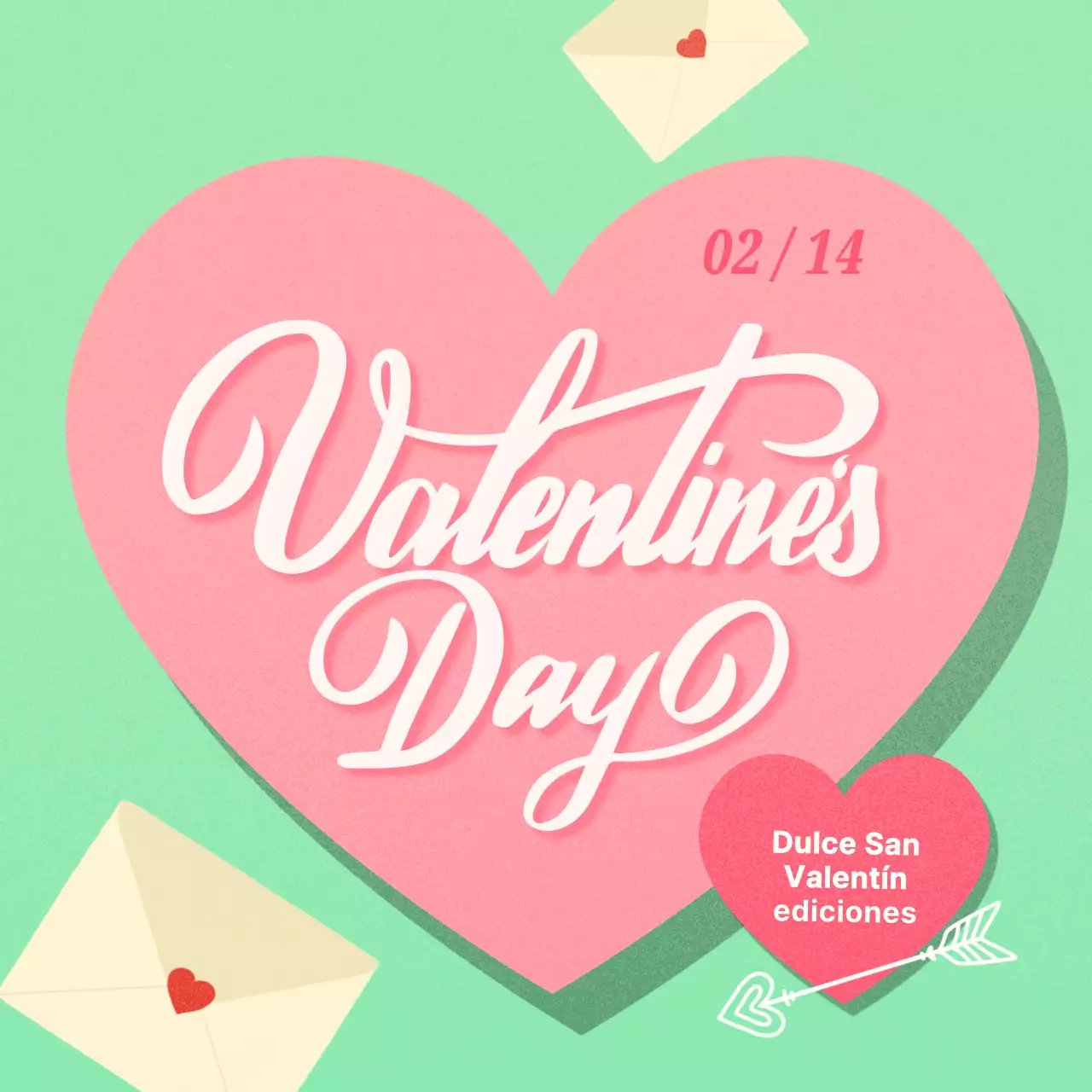 Promueva un evento de San Valentín retro y moderno en rosa y menta