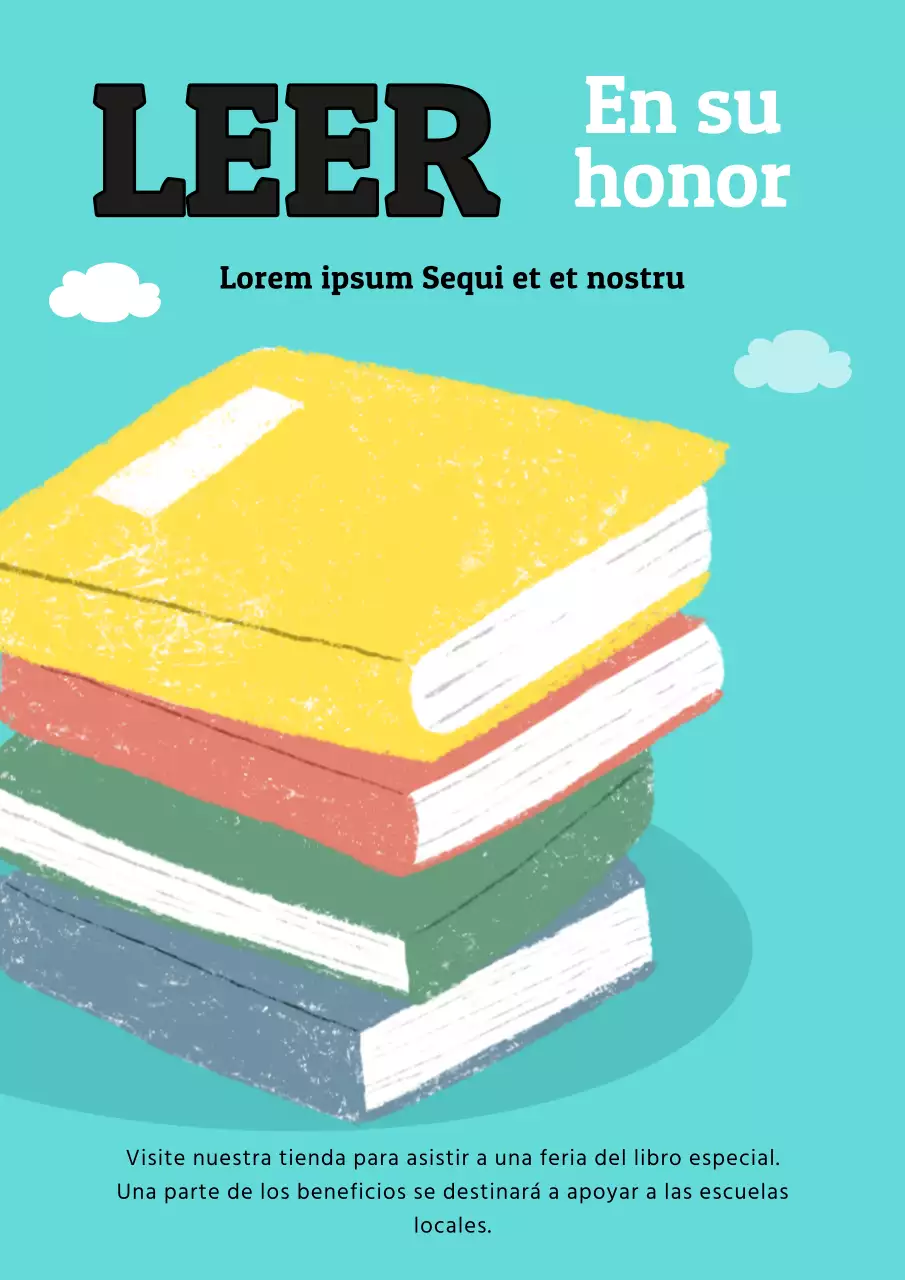 Anuncio del acto de lectura del Día del Profesor Azul y Amarillo con Encanto