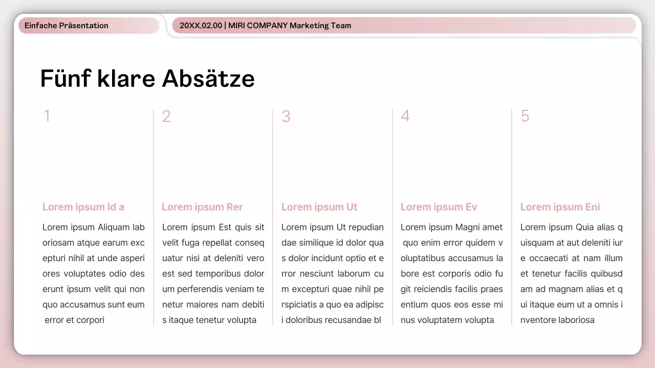 Ein einfaches rosa-weißes Business-Layout
