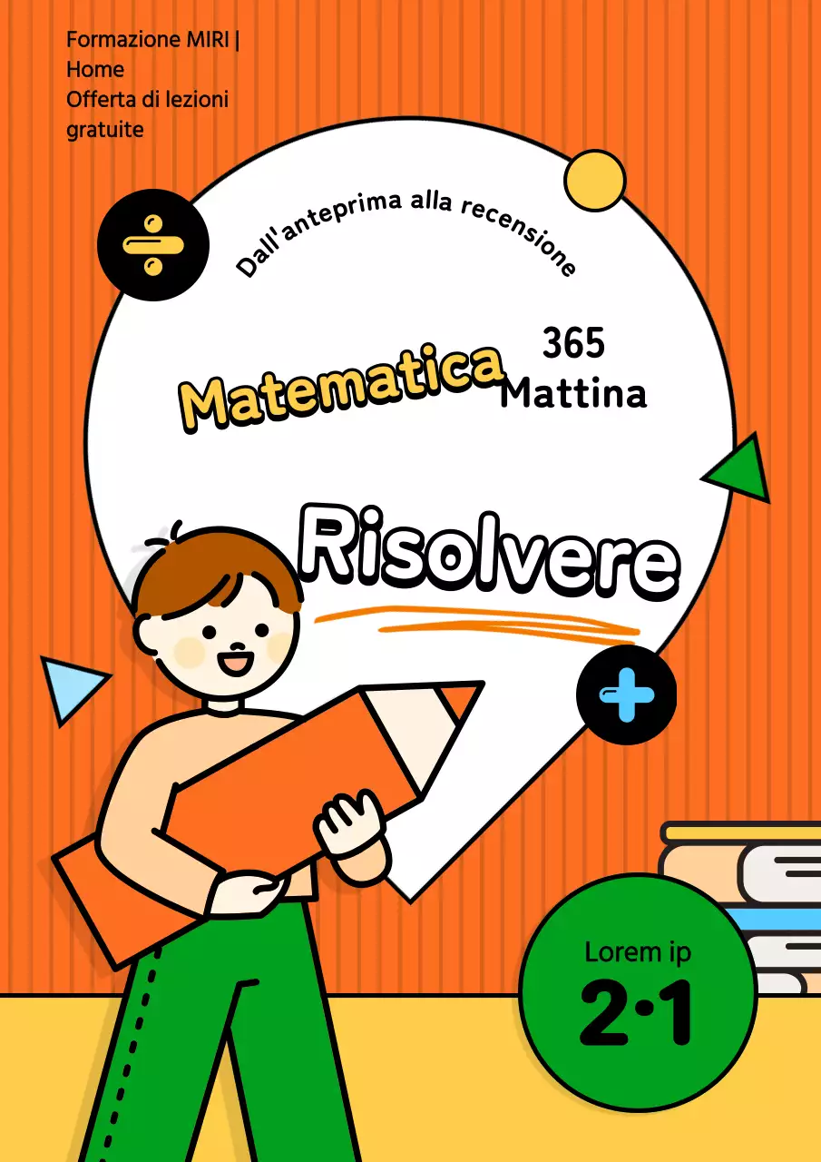 Un bel libro di matematica arancione e verde per la scuola primaria