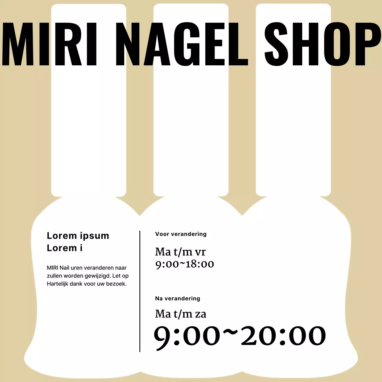 Eenvoudige openingstijden van Beige