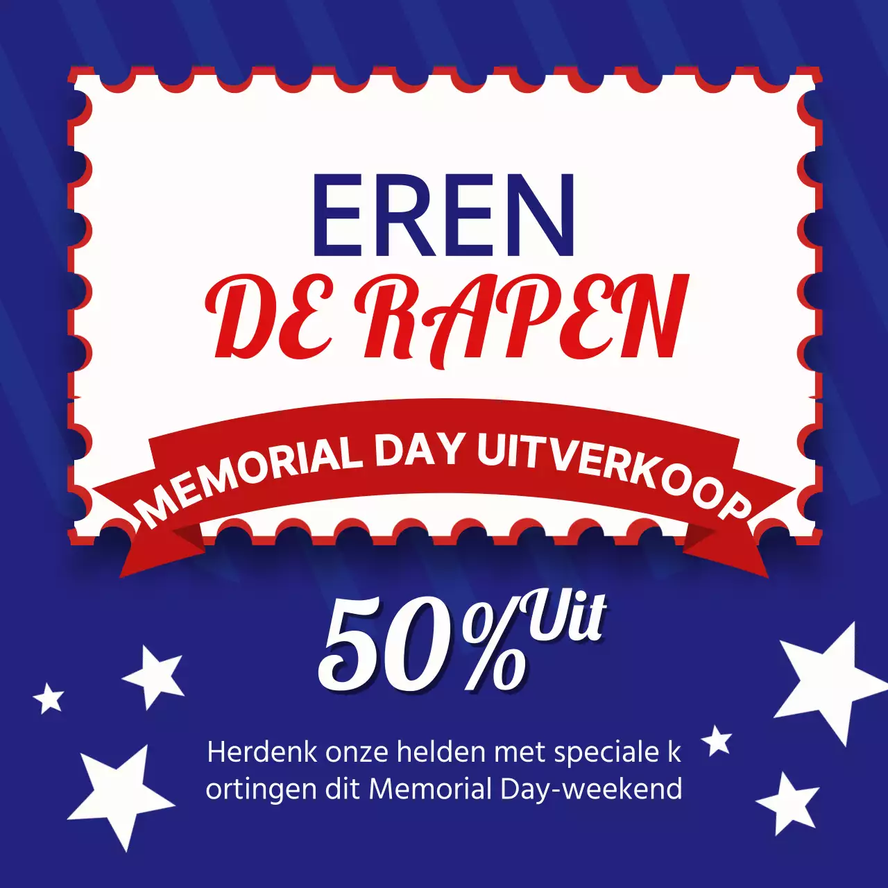 Blauw en rood Retro Memorial Day Advertentie