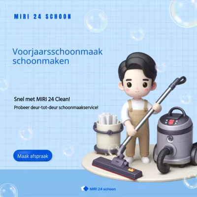 Promoot je huis-aan-huis schoonmaakservice in trendy blauwe en lichtblauwe tinten