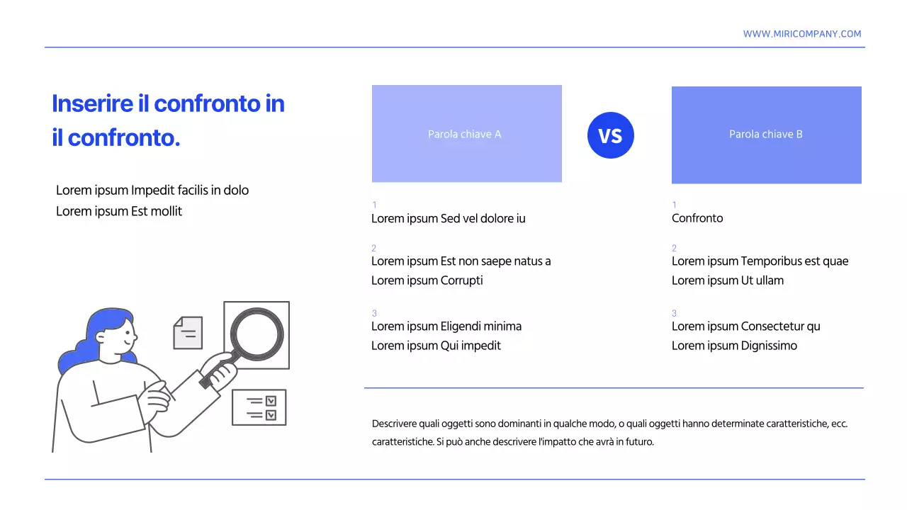 Un semplice modello di relazione sull'organizzazione delle informazioni in bianco e blu