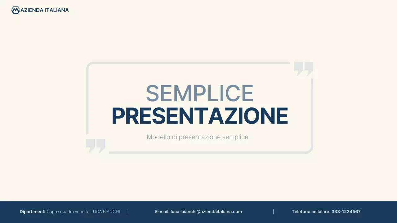 Semplice relazione di presentazione in blu chiaro e blu navy