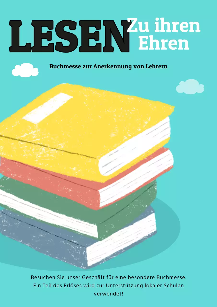 Anzeige für die blau-gelbe Leseveranstaltung zum Tag des Lehrers