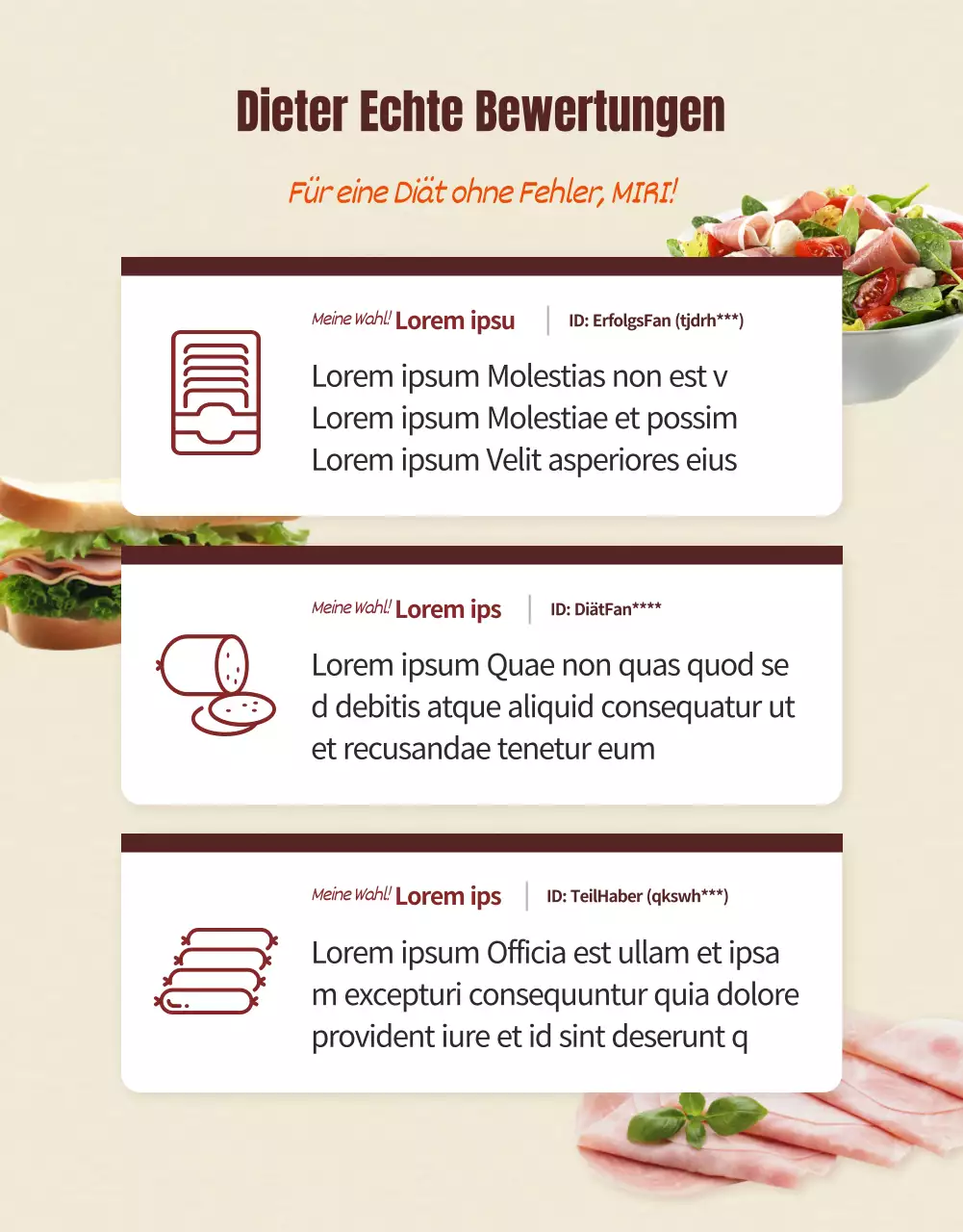 Förderung einer einfachen Ernährung Hühnerbrust in braun und beige