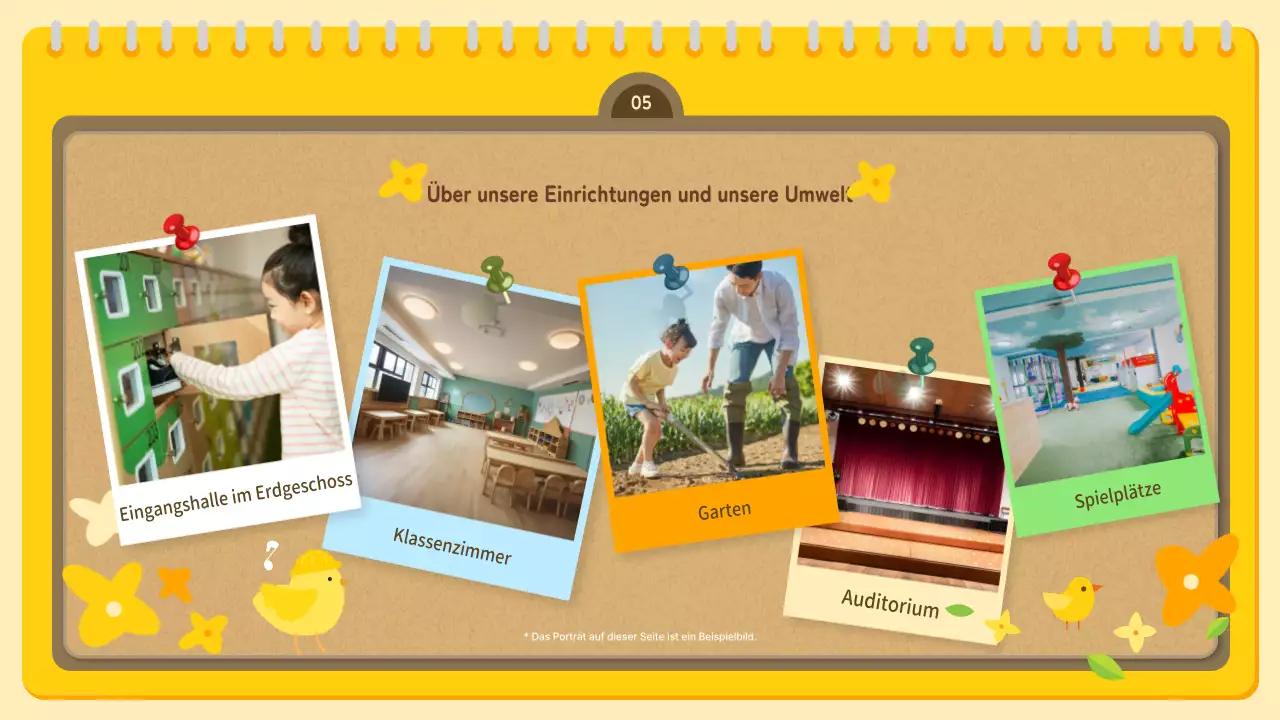 Gelbe und orangefarbene Präsentation zur Orientierung in der Vorschule