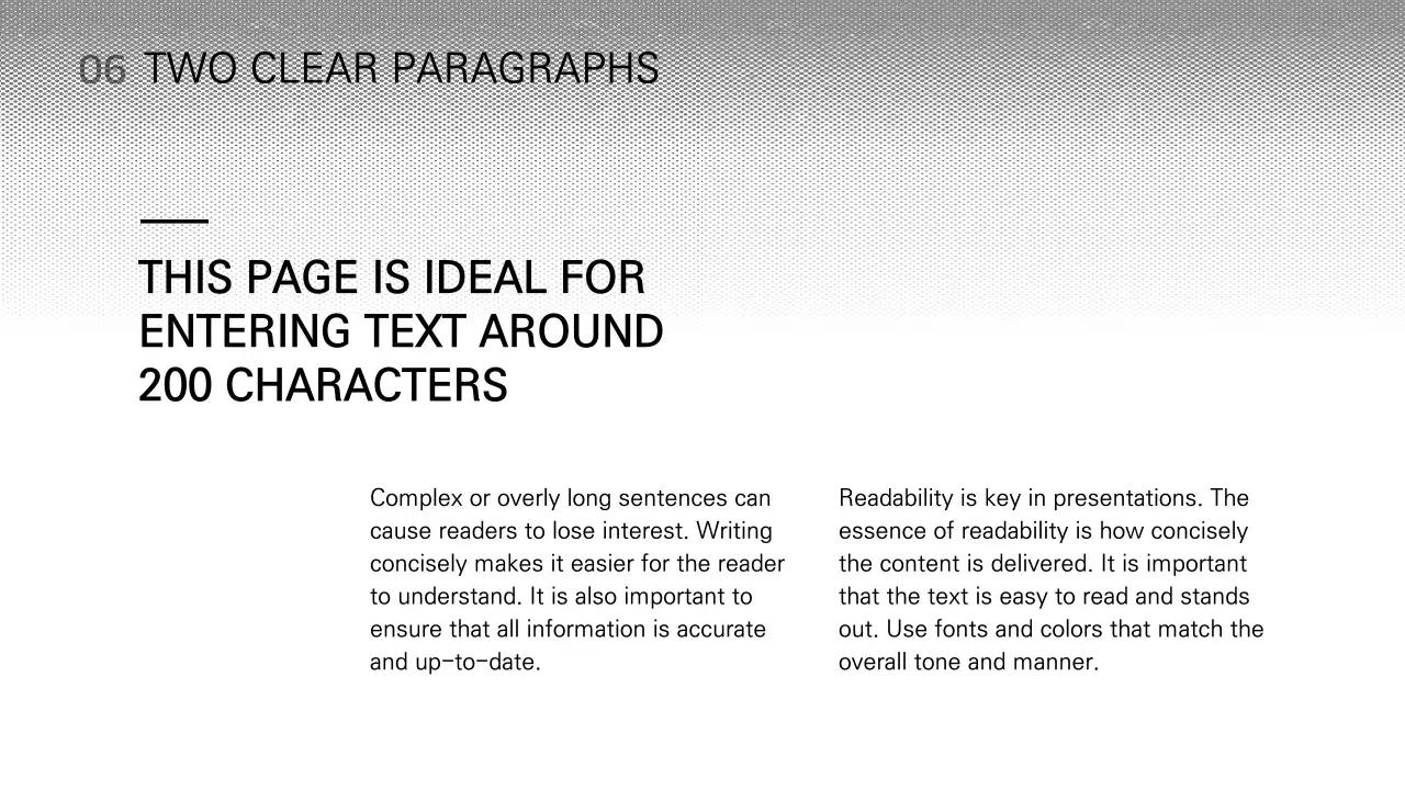 A simple black and white layout variation presentation