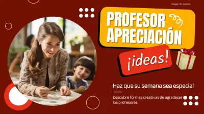 Guía de ideas geométricas rojas y naranjas para el Día del Maestro