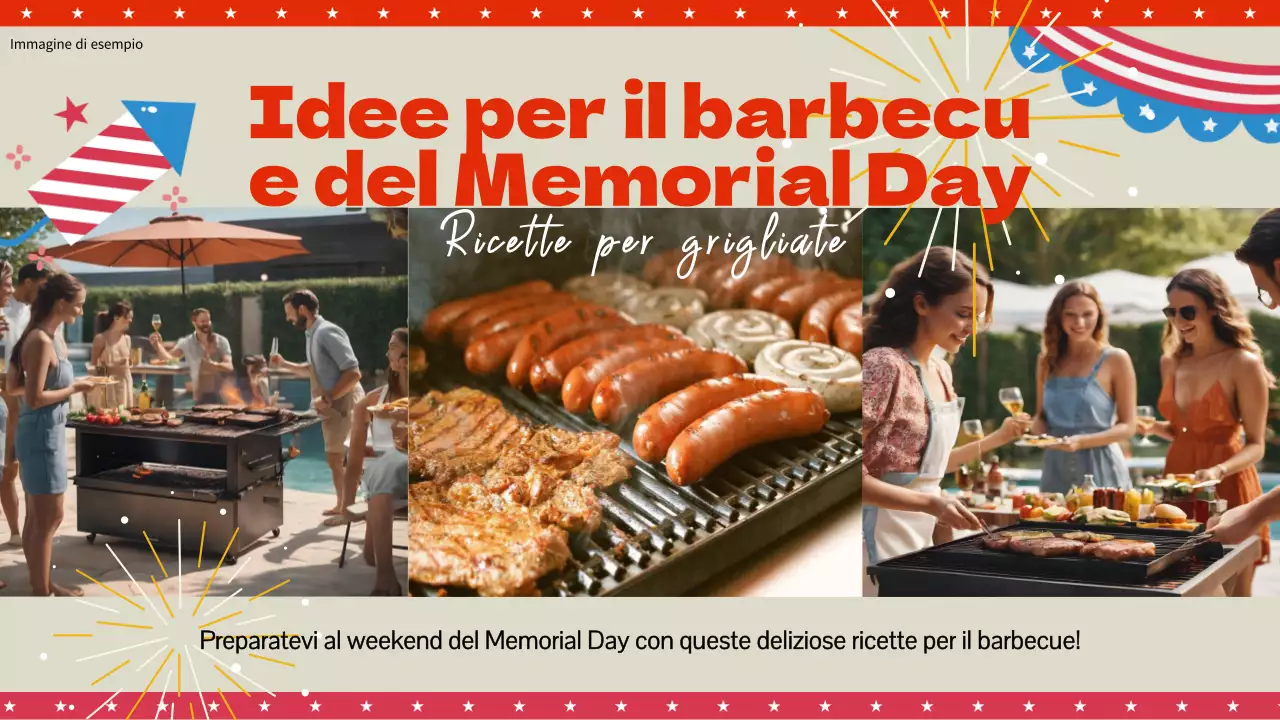 Ricette per il barbecue del Memorial Day in beige e rosso kitsch