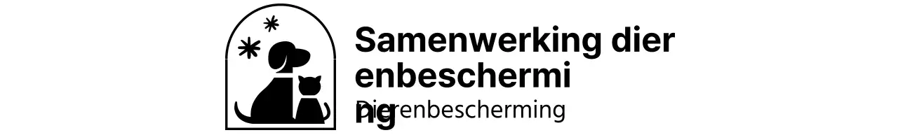 De Humane Society met een schattig geïllustreerd logo van een hond en een kat