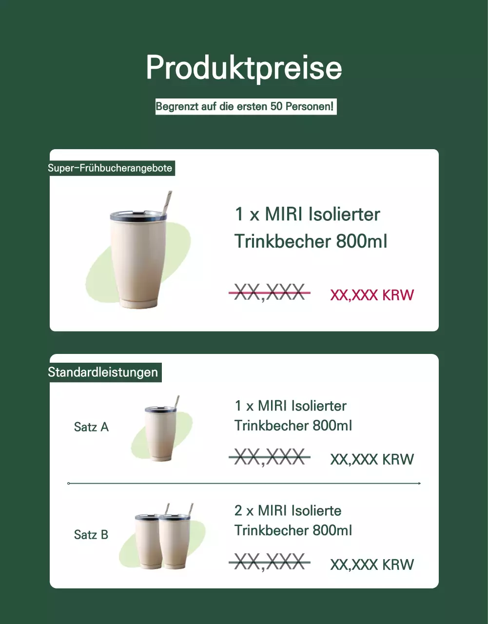 Eine minimalistische Tumblr-Neuankömmlingsanzeige in Weiß und Grün