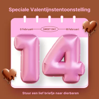 Een bruine, kitscherige Valentijnsreclame