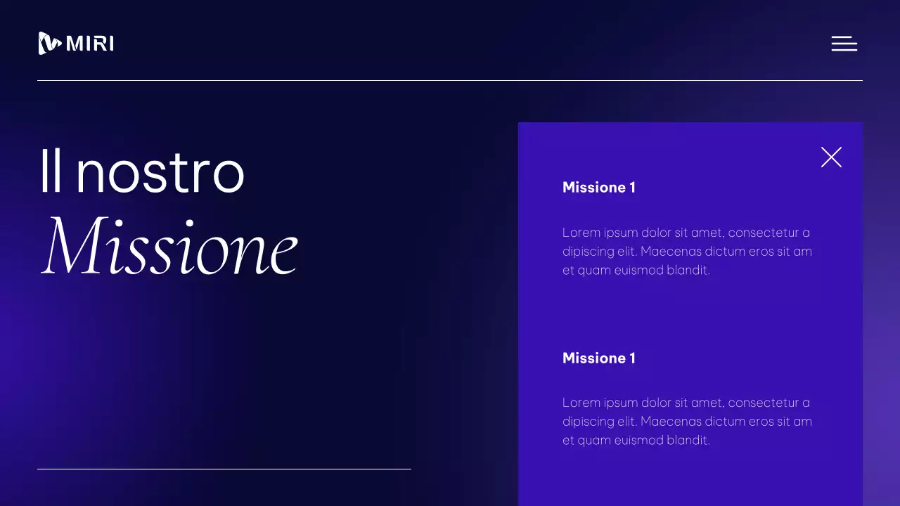 Materiali moderni e professionali per il profilo aziendale in viola e bianco