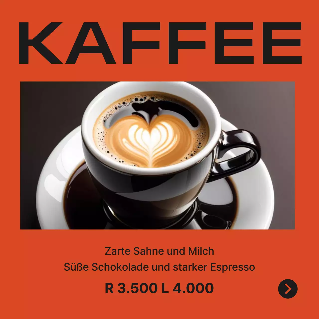 Förderung einer einfachen grün-orangenen Café-Ankündigung