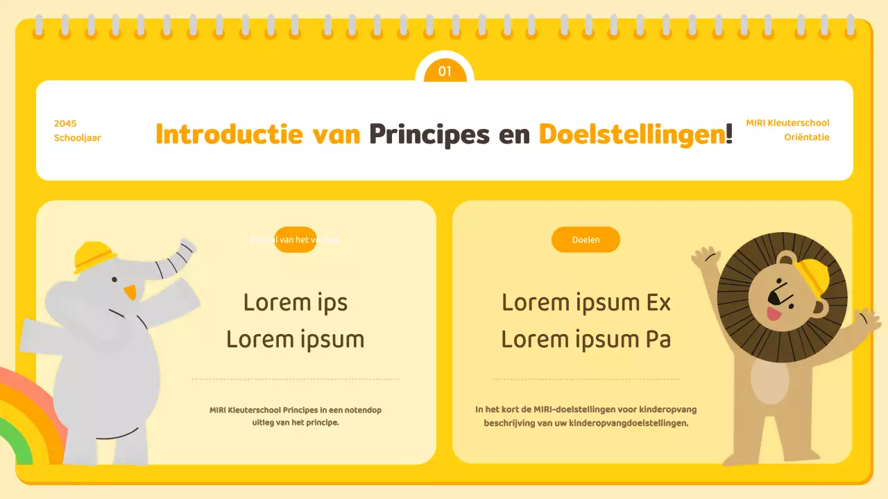 Gele en oranje voorschoolse oriëntatiepresentatie