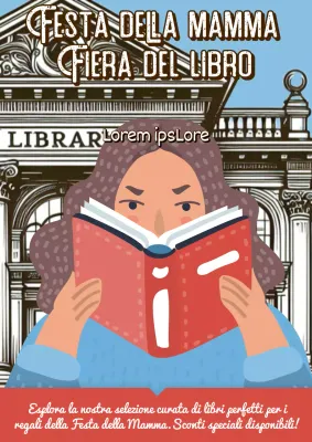 Fiera del libro della festa della mamma kitsch blu cielo e rosso Pubblicità