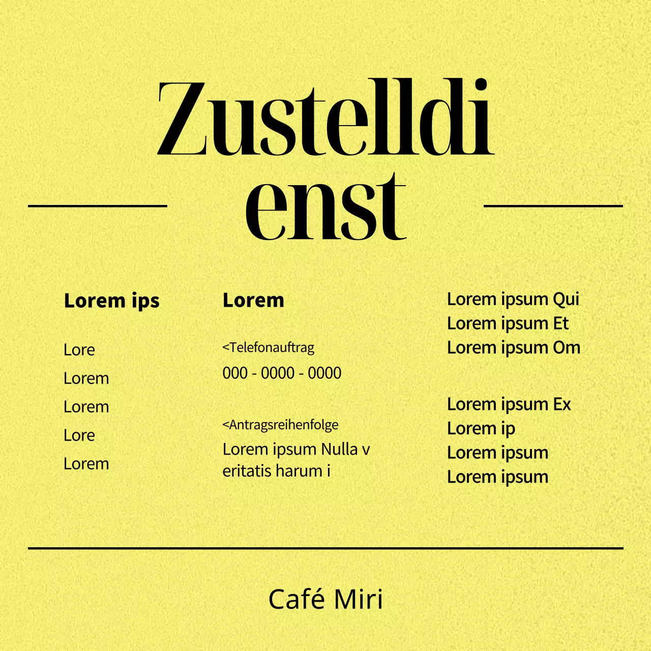 Designpost für einen trendigen Cafébesitzer in Gelb und Schwarz