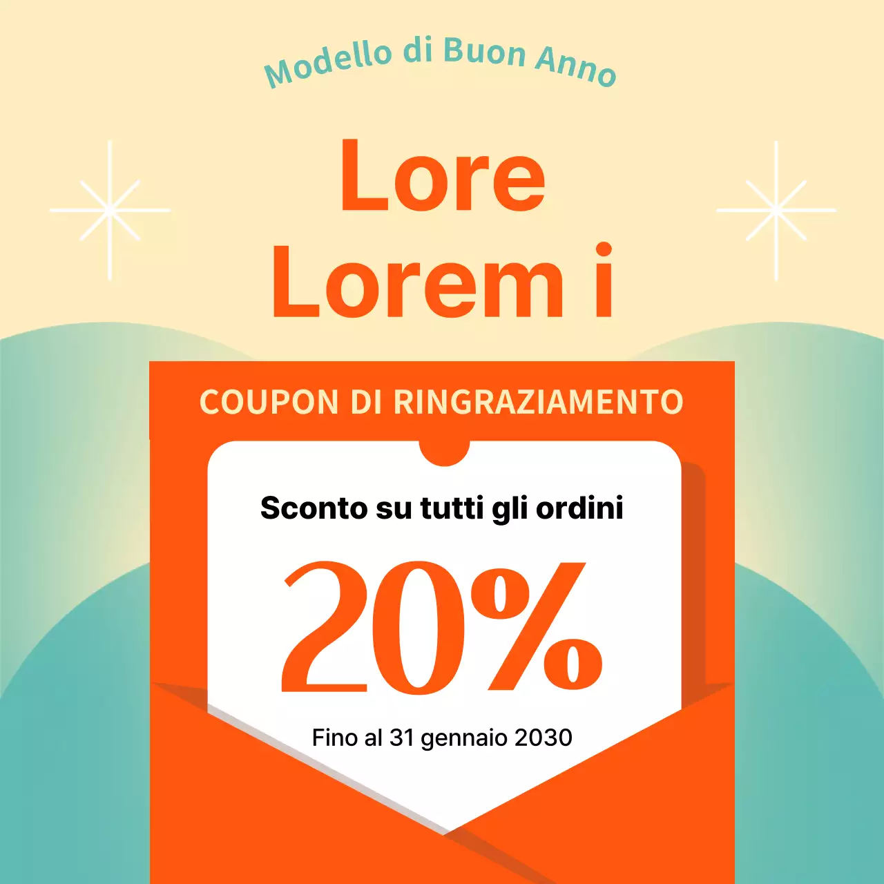 Promuovere un modello di vacanza orientale in arancione e menta