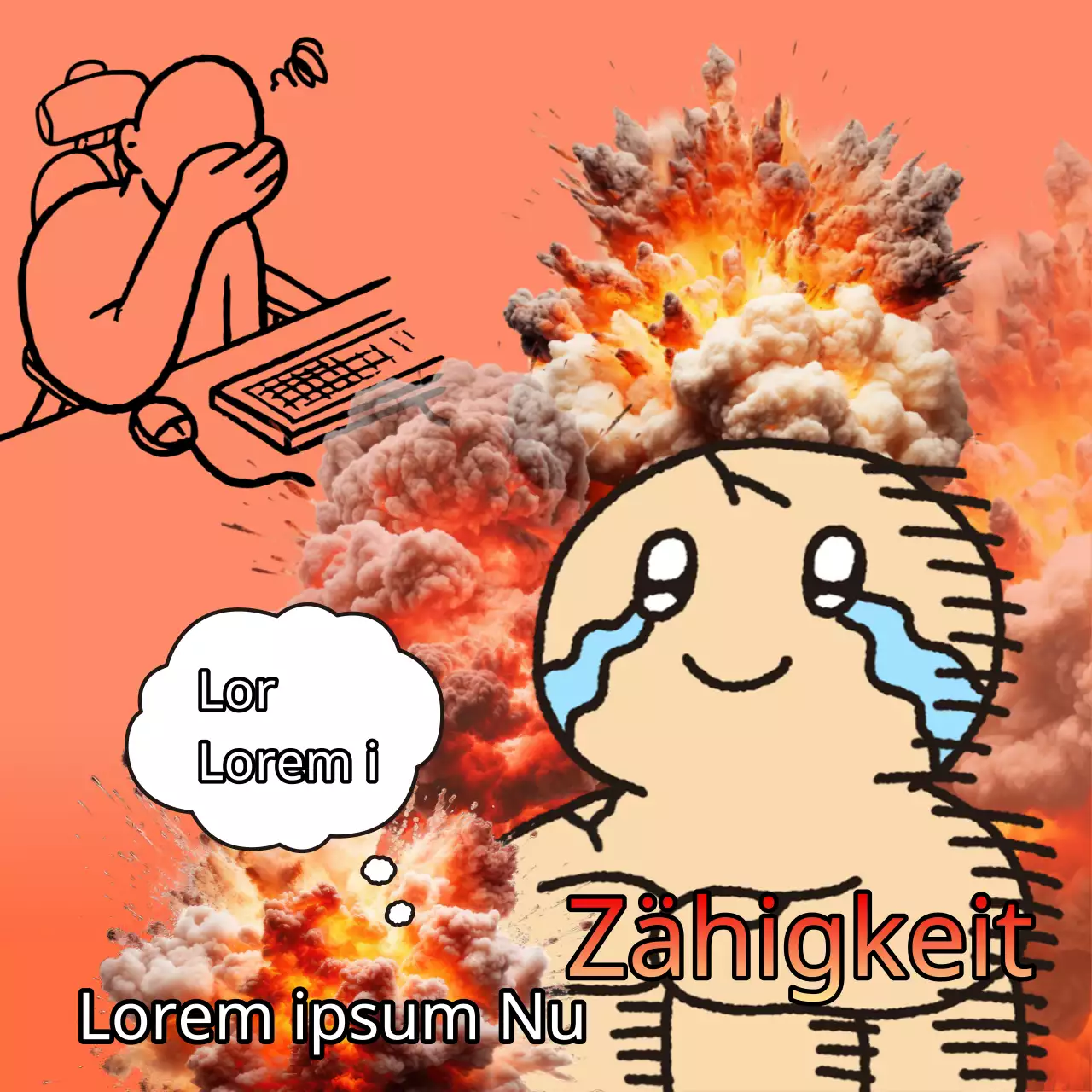 Eine rote und orangefarbene Flasche Baseball Meme.