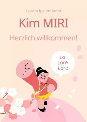 Ein süßer Willkommensgruß für die Arbeit in Rosa und Elfenbein