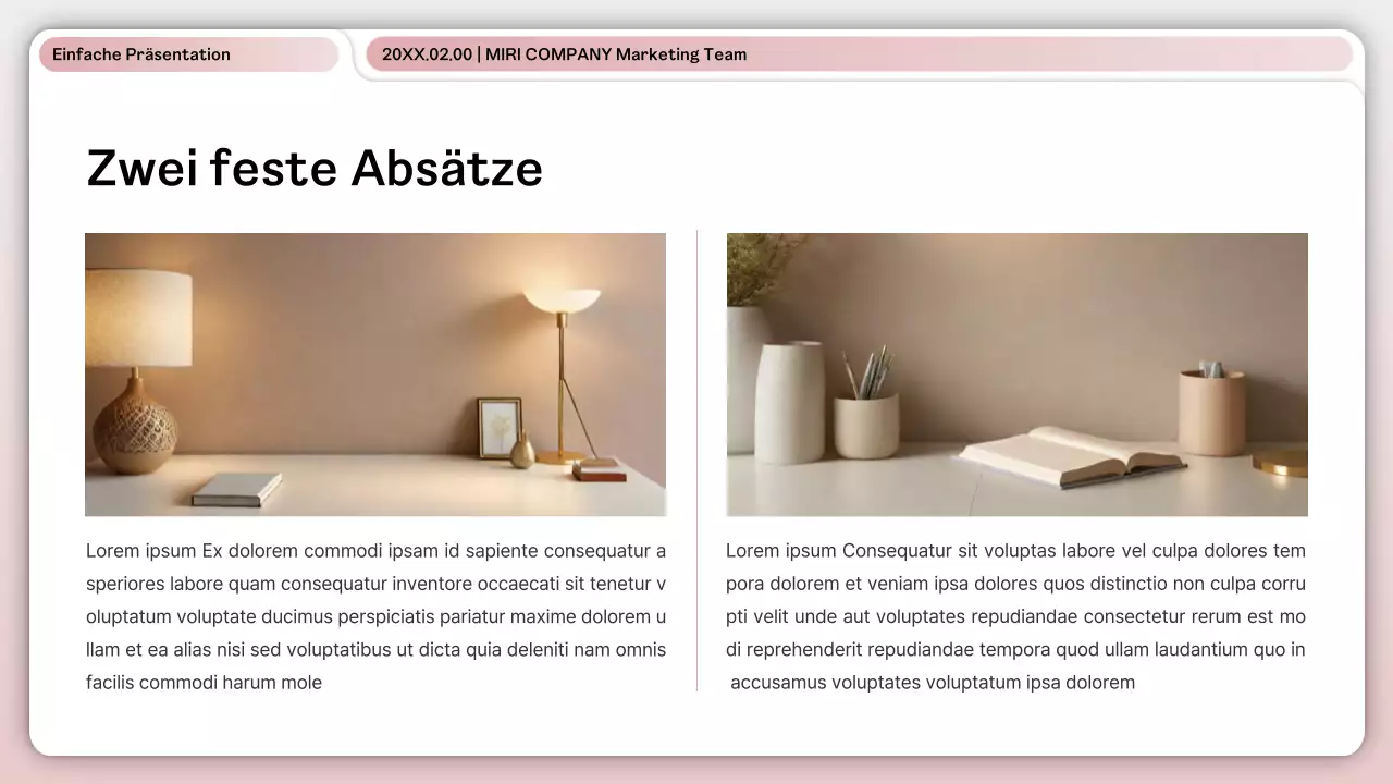 Ein einfaches rosa-weißes Business-Layout