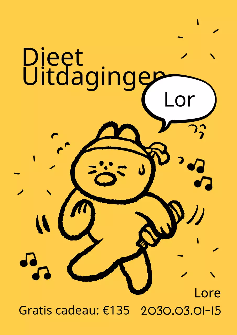 Een eenvoudige geel-zwarte wervingsadvertentie voor de dieetuitdaging