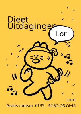 Een eenvoudige geel-zwarte wervingsadvertentie voor de dieetuitdaging