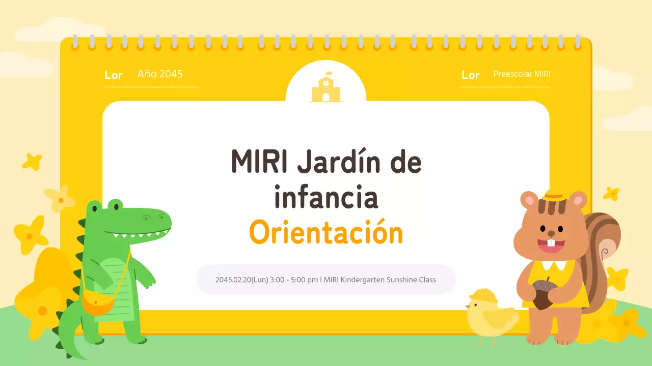 Presentación amarilla y naranja de orientación preescolar