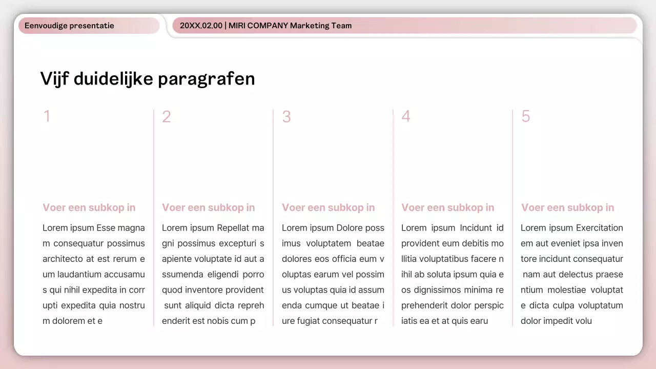 Een eenvoudige roze en witte zakelijke lay-out