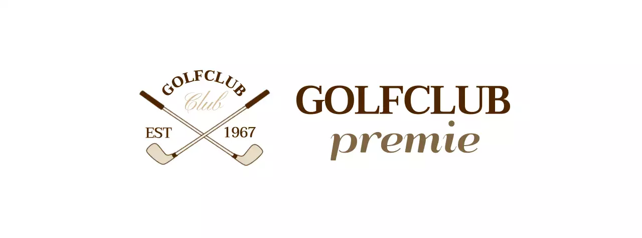 Golfclubs met bruin gekleurd golfclublogo voor een eersteklas gevoel