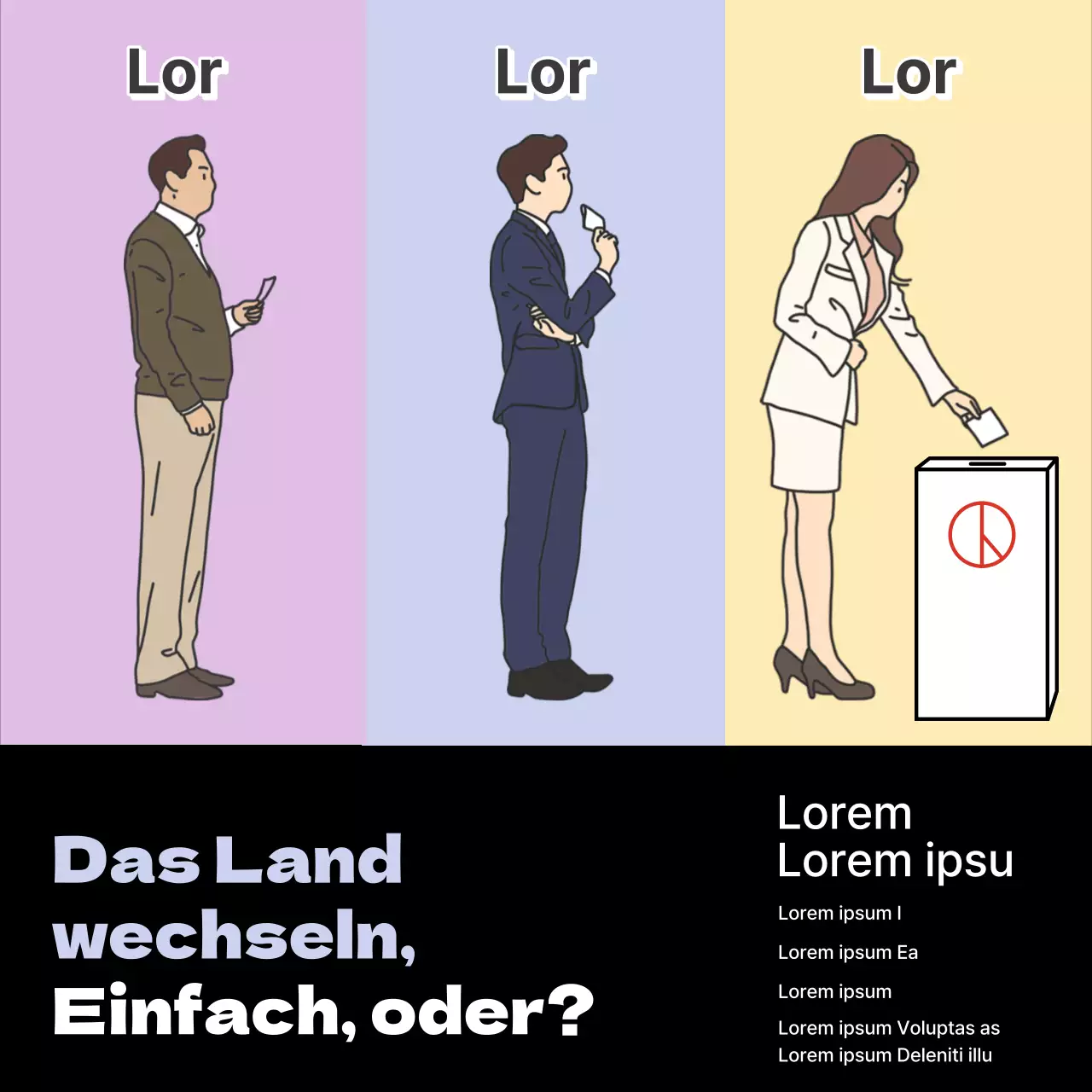 Einfache schwarz-violette Wahlwerbung