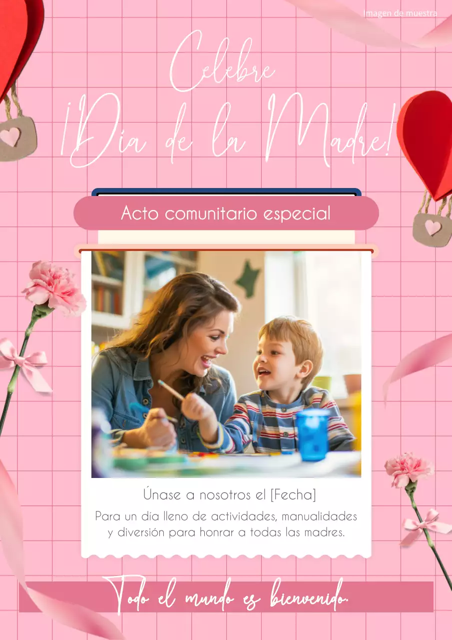 Publicidad de moda en rosa y blanco para celebrar el Día de la Madre