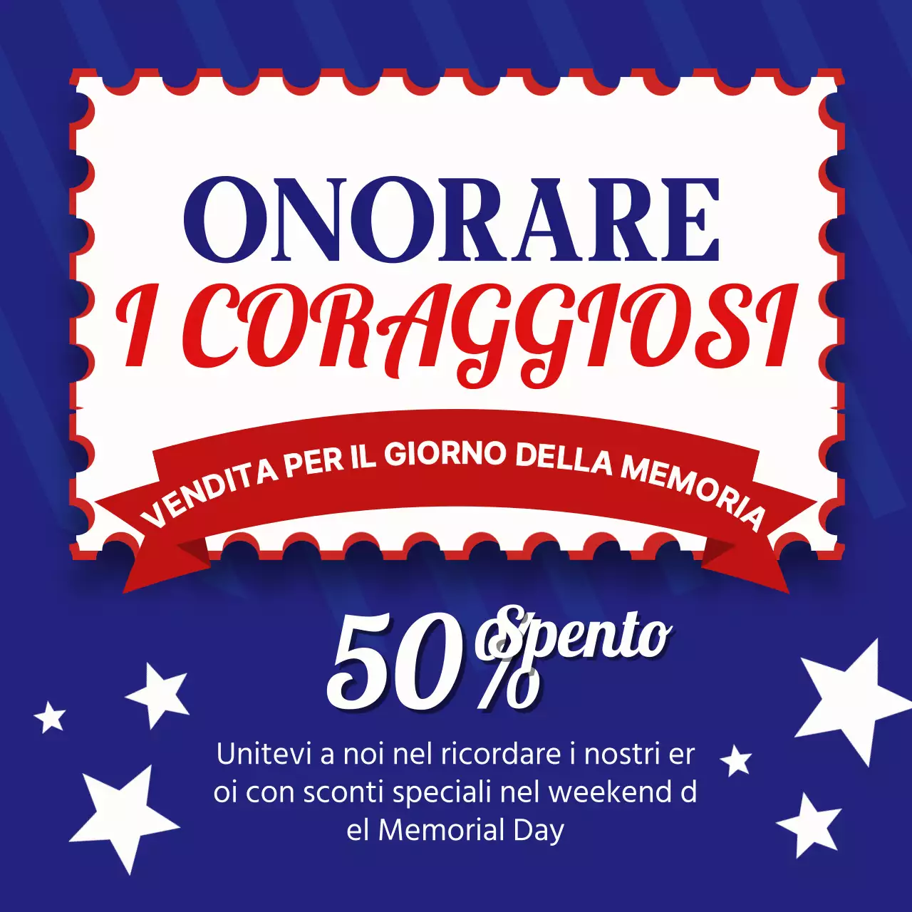 Pubblicità retrò blu e rossa per la Giornata della Memoria