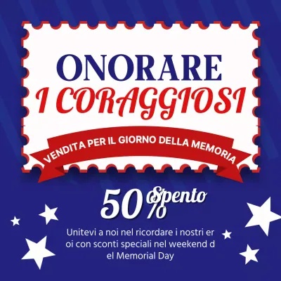 Pubblicità retrò blu e rossa per la Giornata della Memoria