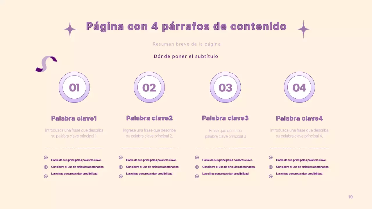 Una sencilla presentación PM en amarillo y morado