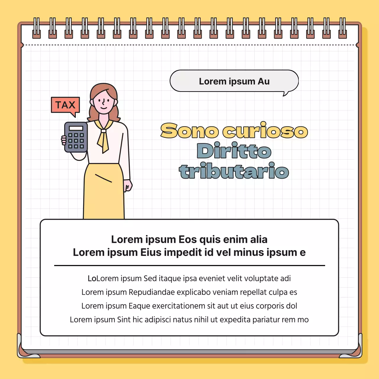 Informazioni fiscali minimaliste in giallo e blu