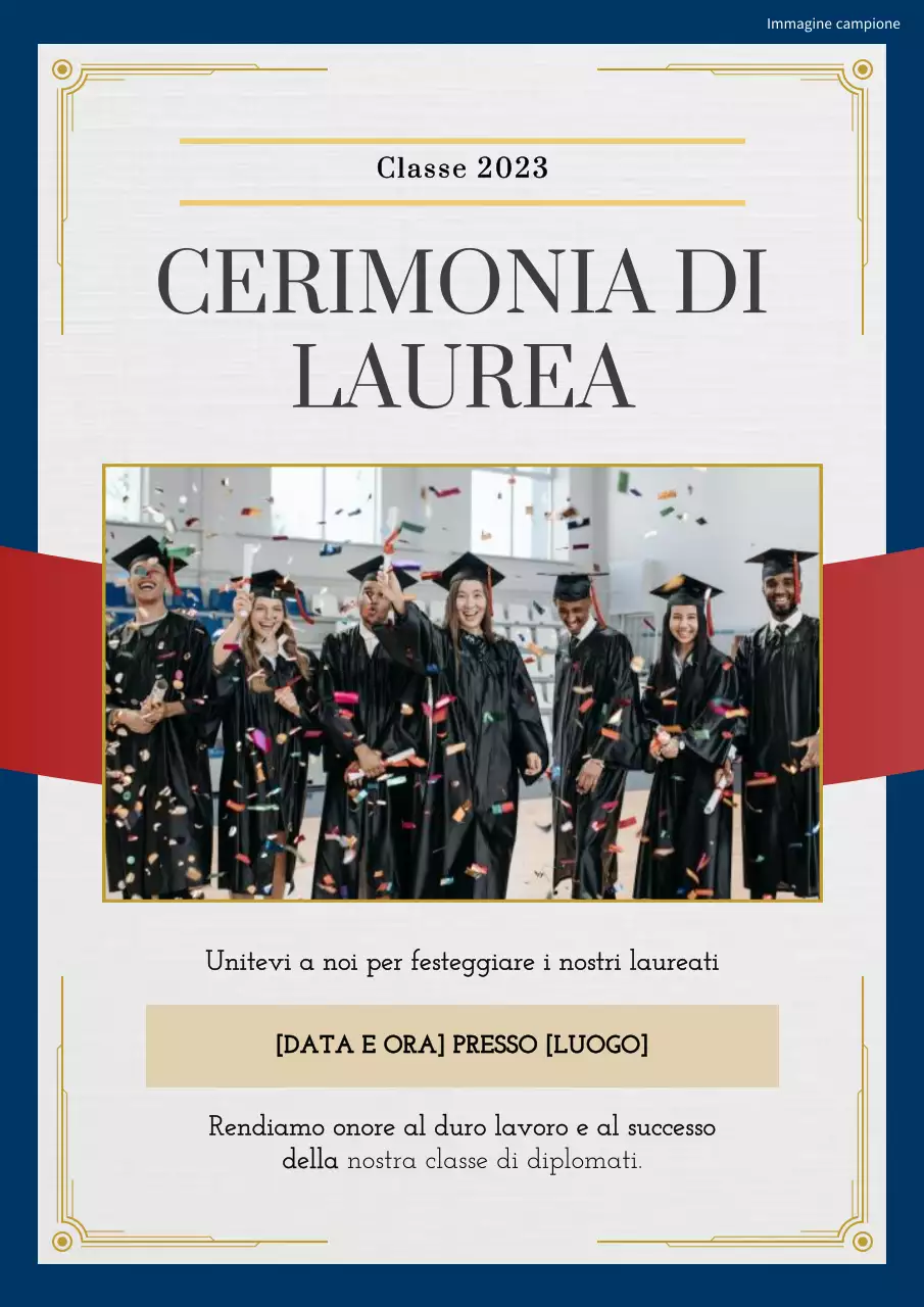 Invito classico bianco e blu per cerimonia di laurea