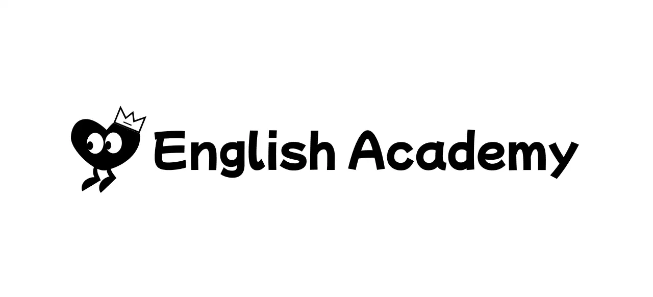 English Academy with a cute concept featuring heart characters