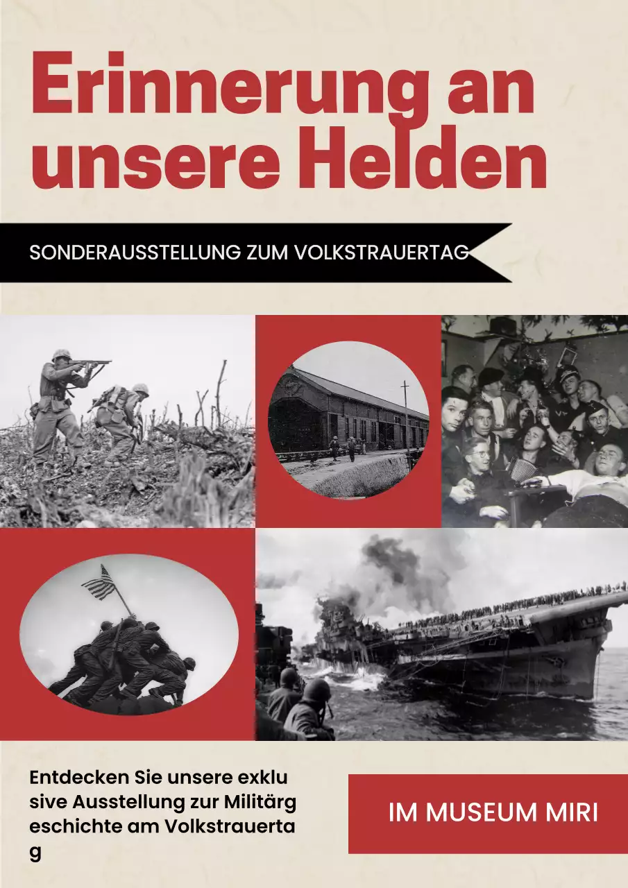 Geometrische Anzeige zum Gedenktag in Rot und Beige