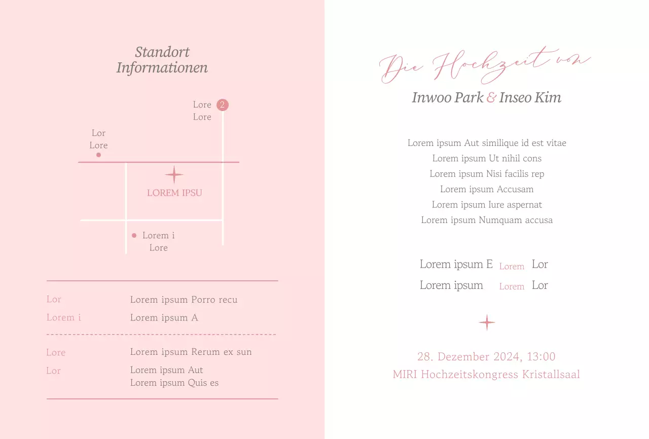 Elegante Einladung mit rosa Ton-in-Ton-Kursivschrift