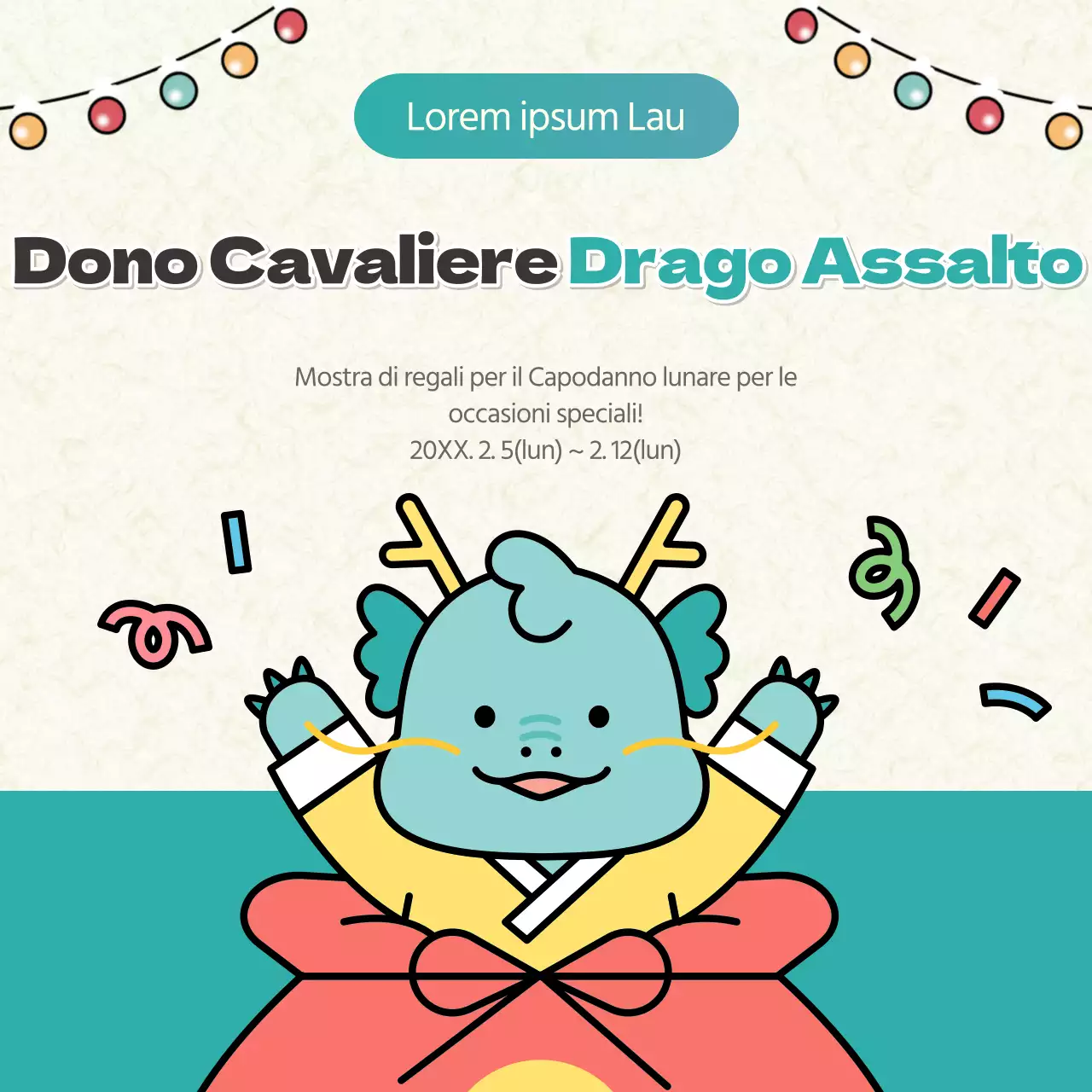 Volantino regalo per il Capodanno cinese verde e rosso