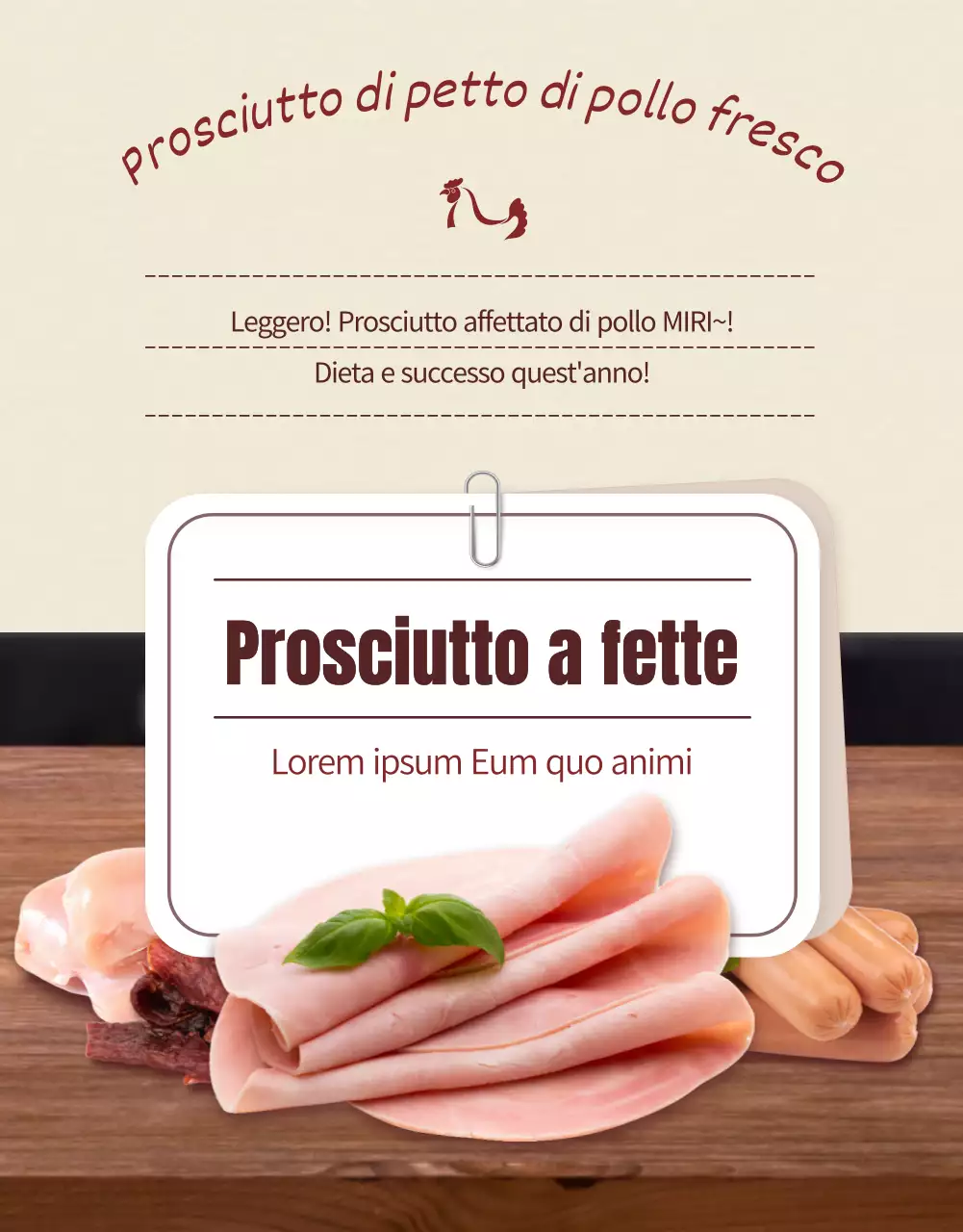 Promuovere una dieta semplice Petto di pollo in marrone e beige