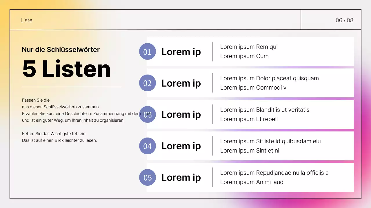 Einfache, vorzeigbare handschriftliche Berichte in Lila und Gelb