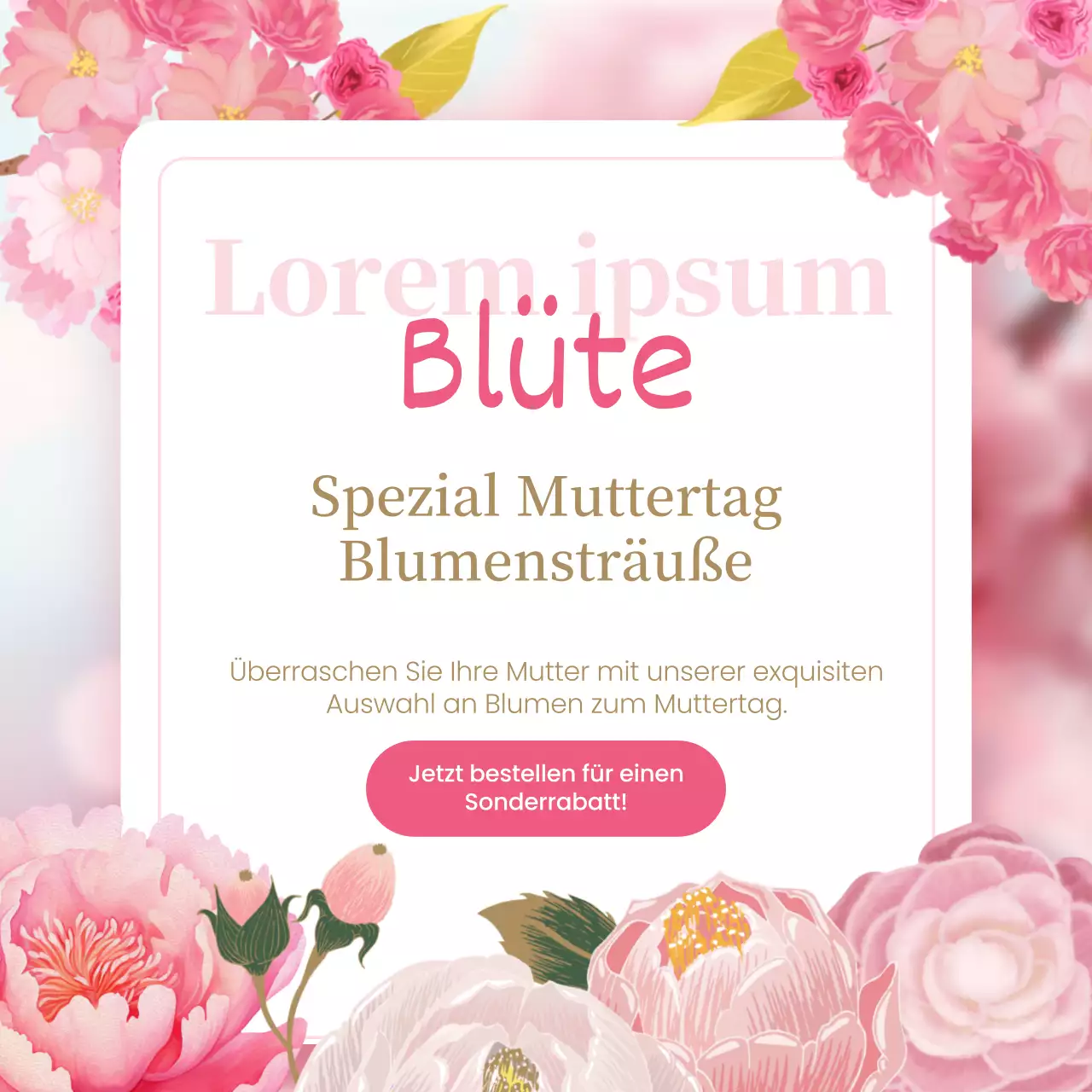 Rosa und Weiß Klassisch Muttertag Florist Werbung